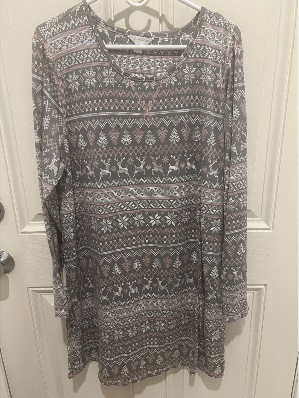 Charter Club Intimates XL Long Sleeve Sleepshirt with Reindeer Pattern